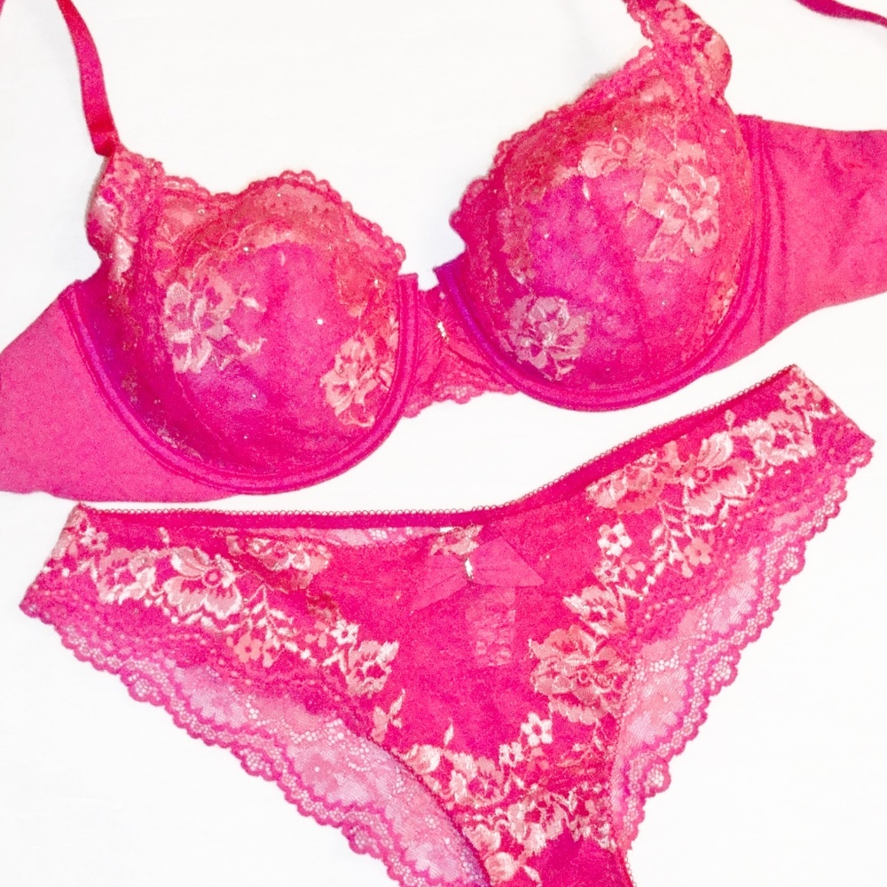 34C,S NWT Victoria's Secret Desire Set Unlined Demi Bra, Cheekini Bikini Panty